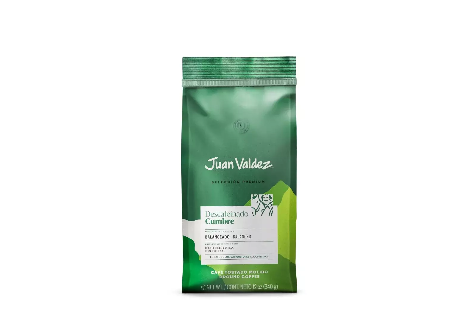 CAFÉ MOLIDO PREMIUM CUMBRE DESCAFEINADO 340GR. - 883806 JUAN VALDEZ